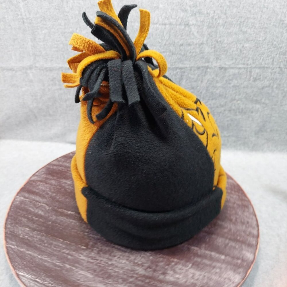 Scooby-Doo Kids Fleece Hat With Knot Tassels Black & Gold Cartoon Design - Picture 3 of 11